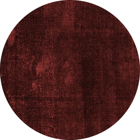 Ahgly Company Indoor Round Abstract Red Modern Area Rugs, 3' Round