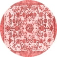 thumbnail image 1 of Ahgly Company Indoor Round Abstract Red Modern Area Rugs, 4' Round, 1 of 4