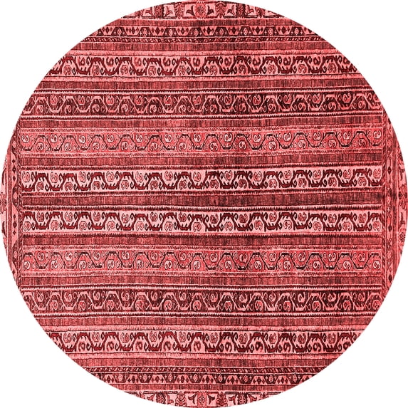 Ahgly Company Indoor Round Abstract Red Modern Area Rugs, 6' Round