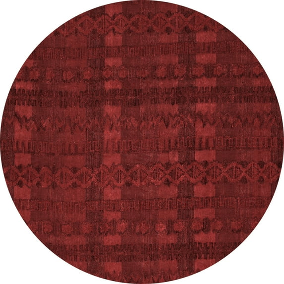 Ahgly Company Indoor Round Abstract Red Modern Area Rugs, 6' Round