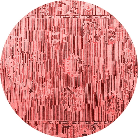 Ahgly Company Indoor Round Abstract Red Modern Area Rugs, 7' Round