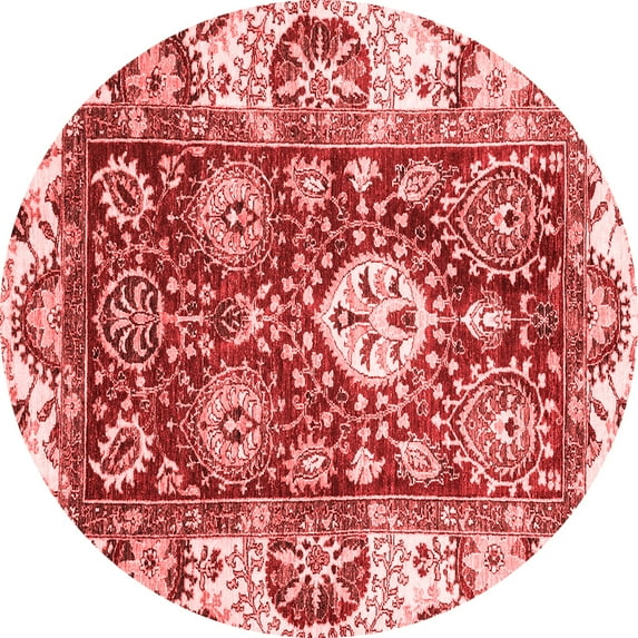 Ahgly Company Indoor Round Abstract Red Modern Area Rugs, 7' Round