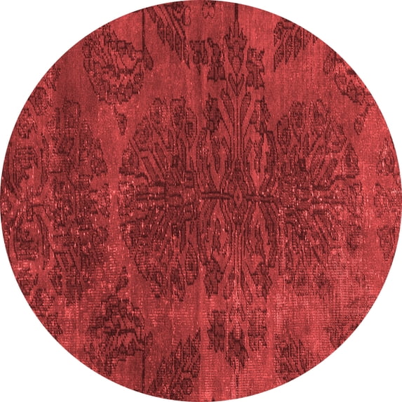 Ahgly Company Indoor Round Abstract Red Modern Area Rugs, 8' Round