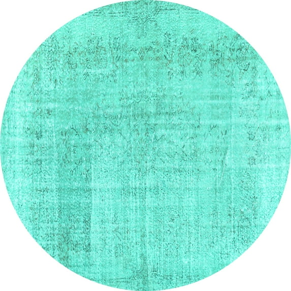 Ahgly Company Indoor Round Abstract Turquoise Blue Contemporary Area Rugs, 3' Round