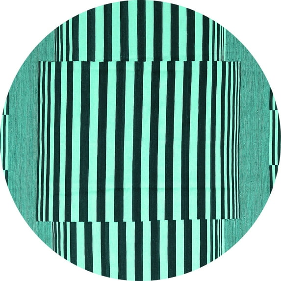 Ahgly Company Indoor Round Abstract Turquoise Blue Contemporary Area Rugs, 6' Round
