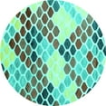 thumbnail image 1 of Ahgly Company Indoor Round Abstract Turquoise Blue Contemporary Area Rugs, 7' Round, 1 of 4