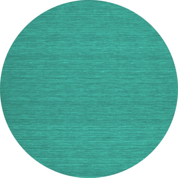 Ahgly Company Indoor Round Abstract Turquoise Blue Contemporary Area Rugs, 7' Round