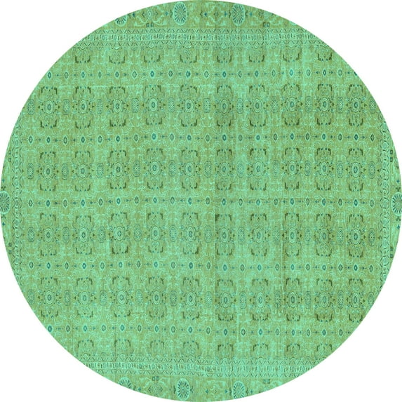 Ahgly Company Indoor Round Abstract Turquoise Blue Modern Area Rugs, 3' Round