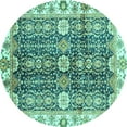 thumbnail image 1 of Ahgly Company Indoor Round Abstract Turquoise Blue Modern Area Rugs, 3' Round, 1 of 4