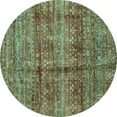 thumbnail image 1 of Ahgly Company Indoor Round Abstract Turquoise Blue Modern Area Rugs, 3' Round, 1 of 4