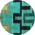 thumbnail image 1 of Ahgly Company Indoor Round Abstract Turquoise Blue Modern Area Rugs, 5' Round, 1 of 4