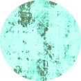 thumbnail image 1 of Ahgly Company Indoor Round Abstract Turquoise Blue Modern Area Rugs, 6' Round, 1 of 4