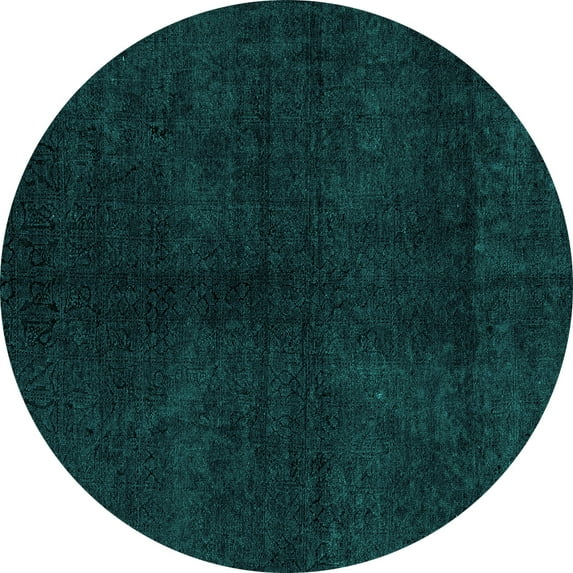 Ahgly Company Indoor Round Abstract Turquoise Blue Modern Area Rugs, 6' Round