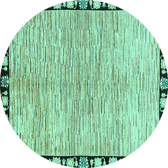 Ahgly Company Indoor Round Abstract Turquoise Blue Modern Area Rugs, 6' Round