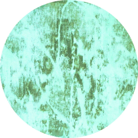 Ahgly Company Indoor Round Abstract Turquoise Blue Modern Area Rugs, 6' Round