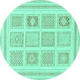 thumbnail image 1 of Ahgly Company Indoor Round Abstract Turquoise Blue Modern Area Rugs, 7' Round, 1 of 4
