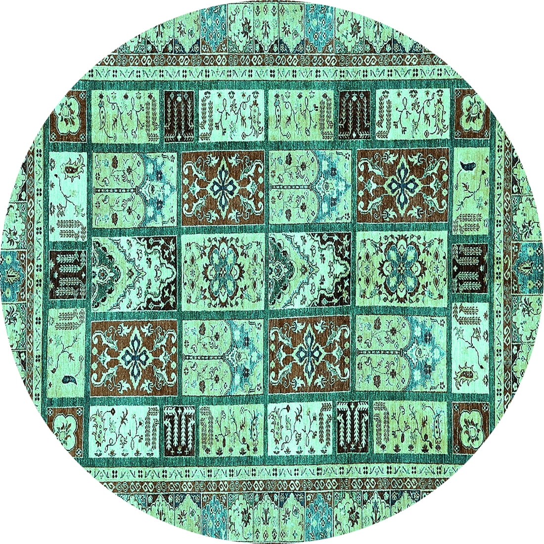 Ahgly Company Indoor Round Abstract Turquoise Blue Modern Area Rugs, 8 ...