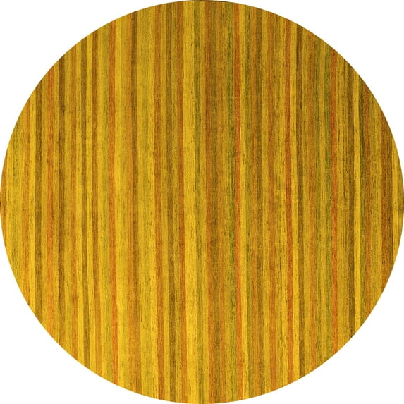 Ahgly Company Indoor Round Abstract Yellow Modern Area Rugs, 6' Round