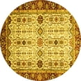 thumbnail image 1 of Ahgly Company Indoor Round Abstract Yellow Modern Area Rugs, 7' Round, 1 of 4