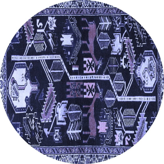 Ahgly Company Indoor Round Animal Blue Traditional Area Rugs, 4' Round