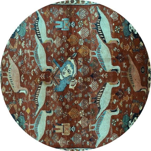 Ahgly Company Indoor Round Animal Light Blue Traditional Area Rugs, 8' Round