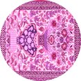 thumbnail image 1 of Ahgly Company Indoor Round Animal Pink Traditional Area Rugs, 4' Round, 1 of 4