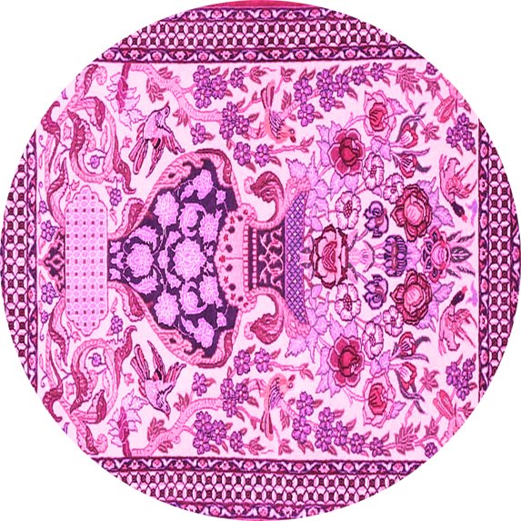 Ahgly Company Indoor Round Animal Pink Traditional Area Rugs, 4' Round
