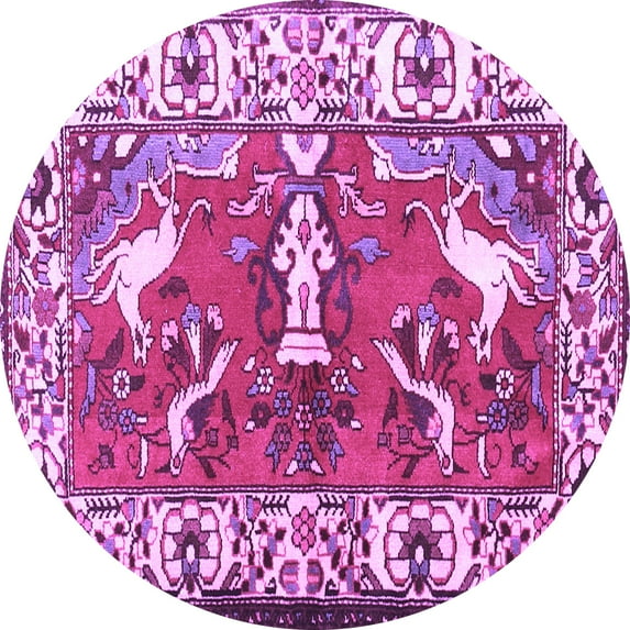 Ahgly Company Indoor Round Animal Purple Traditional Area Rugs, 3' Round