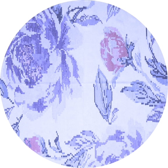 Ahgly Company Indoor Round Botanical Blue Coastal Area Rugs, 3' Round