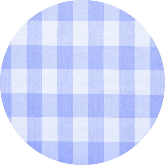 Ahgly Company Indoor Round Checkered Blue Modern Area Rugs, 7' Round