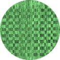 thumbnail image 1 of Ahgly Company Indoor Round Checkered Emerald Green Modern Area Rugs, 8' Round, 1 of 4