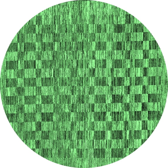 Ahgly Company Indoor Round Checkered Emerald Green Modern Area Rugs, 8' Round