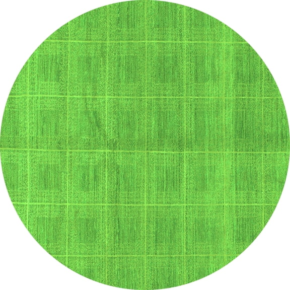 Ahgly Company Indoor Round Checkered Green Modern Area Rugs, 3' Round