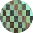 thumbnail image 1 of Ahgly Company Indoor Round Checkered Light Blue Modern Area Rugs, 7' Round, 1 of 4