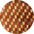 thumbnail image 1 of Ahgly Company Indoor Round Checkered Orange Modern Area Rugs, 8' Round, 1 of 4