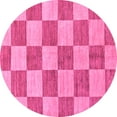 thumbnail image 1 of Ahgly Company Indoor Round Checkered Pink Modern Area Rugs, 8' Round, 1 of 4