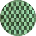 thumbnail image 1 of Ahgly Company Indoor Round Checkered Turquoise Blue Modern Area Rugs, 6' Round, 1 of 4