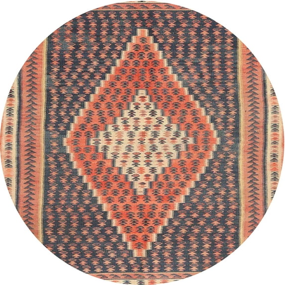 Ahgly Company Indoor Round Contemporary Chestnut Brown Abstract Area Rugs, 4' Round
