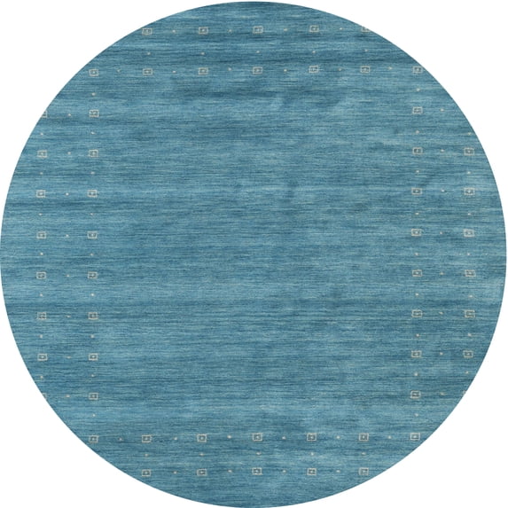 Ahgly Company Indoor Round Contemporary Macaw Blue Green Area Rugs, 8' Round