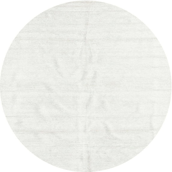 Ahgly Company Indoor Round Contemporary Pearl White Beige Solid Area Rugs, 6' Round