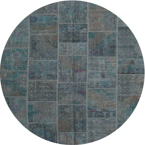 Ahgly Company Indoor Round Contemporary Rat Gray Area Rugs, 7' Round
