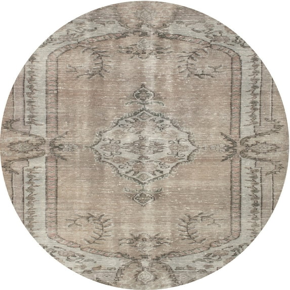 Ahgly Company Indoor Round Contemporary Tan Brown Abstract Area Rugs, 3' Round