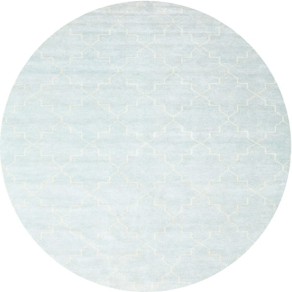 Ahgly Company Indoor Round Contemporary Water Blue Abstract Area Rugs, 7' Round