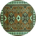 thumbnail image 1 of Ahgly Company Indoor Round Geometric Turquoise Blue Traditional Area Rugs, 7' Round, 1 of 4