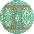 thumbnail image 1 of Ahgly Company Indoor Round Geometric Turquoise Blue Traditional Area Rugs, 8' Round, 1 of 4