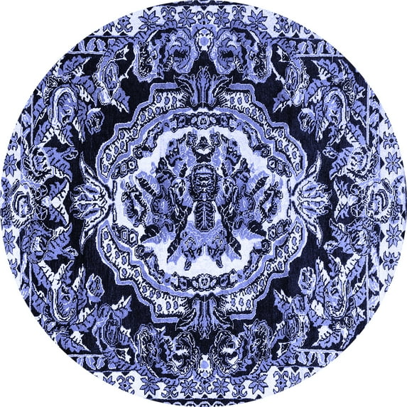 Ahgly Company Indoor Round Medallion Blue French Area Rugs, 8' Round