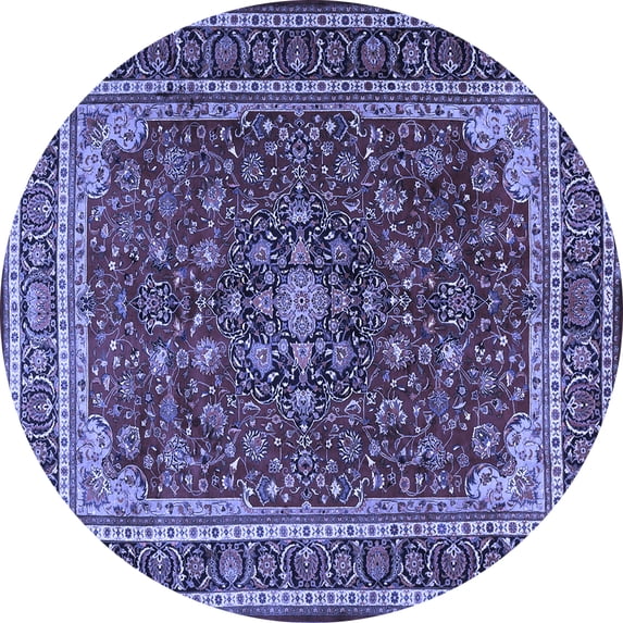 Ahgly Company Indoor Round Medallion Blue Traditional Area Rugs, 5' Round