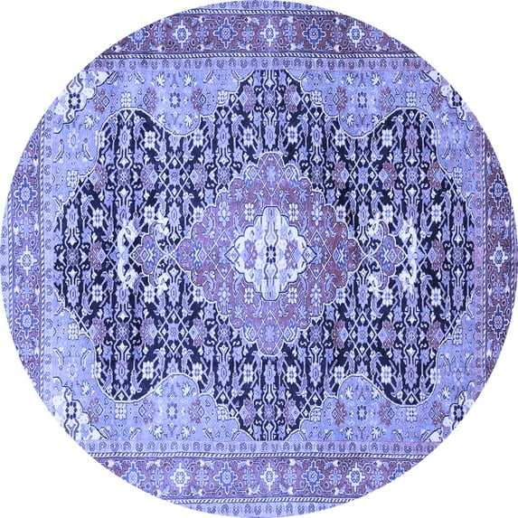 Ahgly Company Indoor Round Medallion Blue Traditional Area Rugs, 6' Round