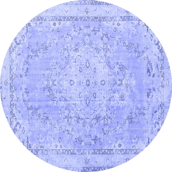 Ahgly Company Indoor Round Medallion Blue Traditional Area Rugs, 7' Round