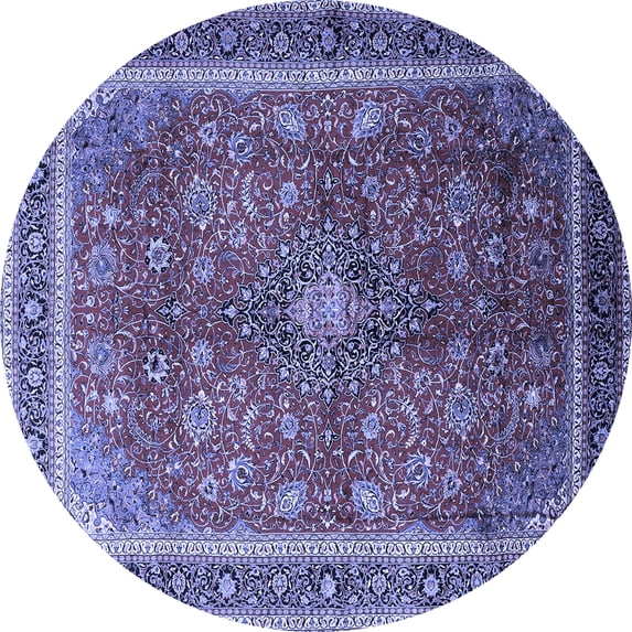 Ahgly Company Indoor Round Medallion Blue Traditional Area Rugs, 7' Round